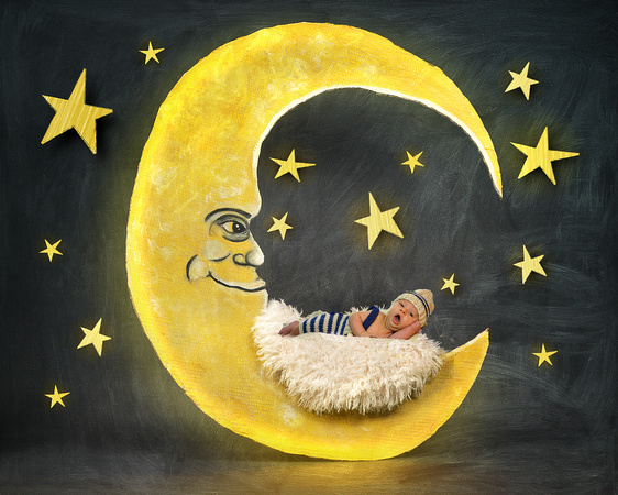 Newborn Baby Sleeping on Night Star
